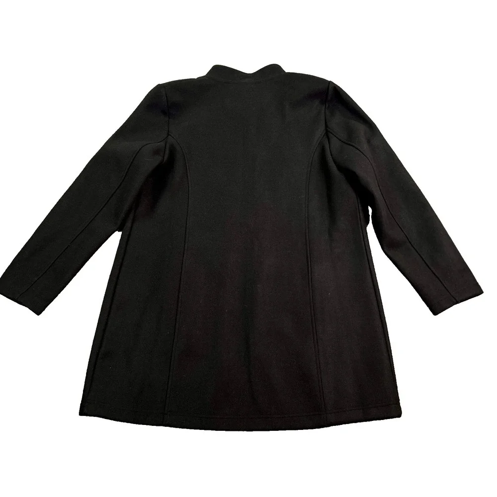 Tommy Hilfiger Womens Black Military Band Double Breasted Open Coat Jacket Large